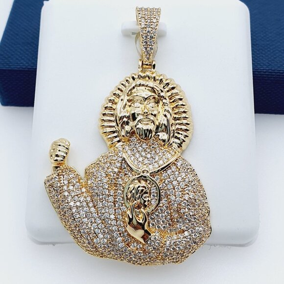 14K Gold Plated Cubic Zircon Pendant, EVBRS648 - Picture 1 of 11